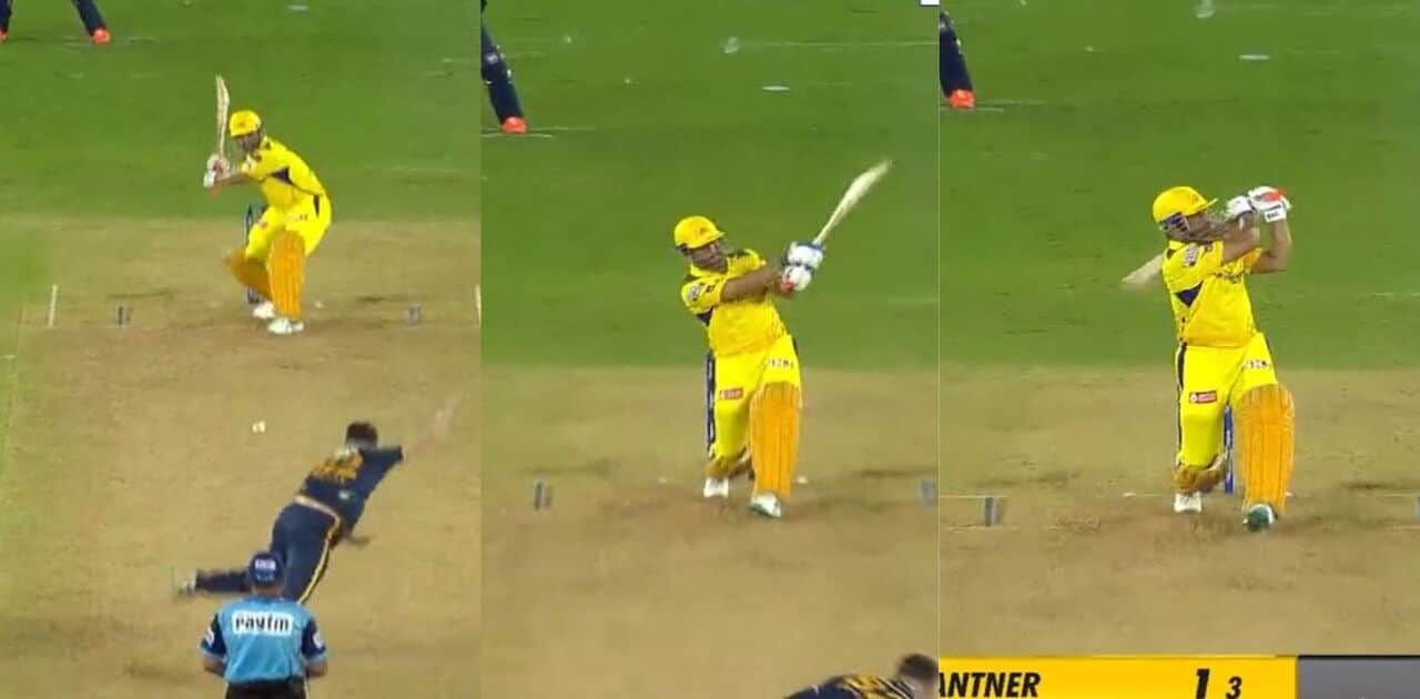 GT vs CSK: Watch: MS Dhoni Smashed Huge Six off Joshua Little to Complete 200 IPL Sixes for CSK