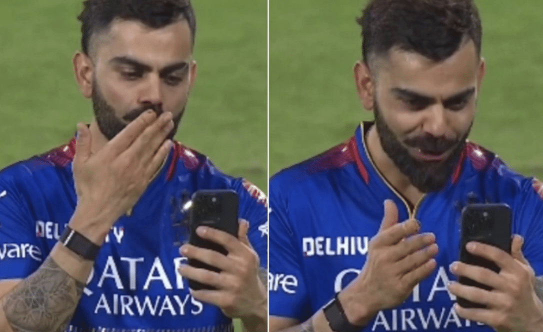 Virat Kohli calling Anushka Sharma, Vamika and Akaay after the match